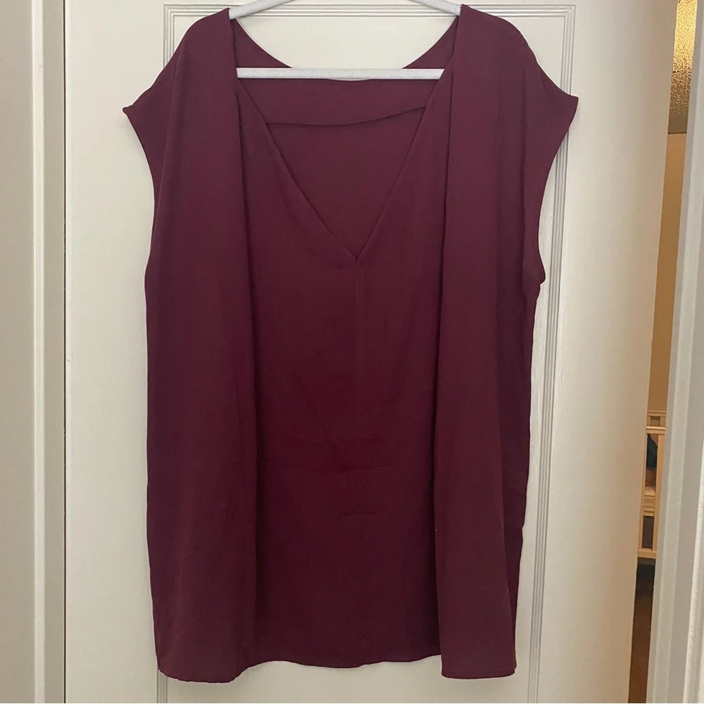 Halogen blouse in wine color. - Picture 2 of 4